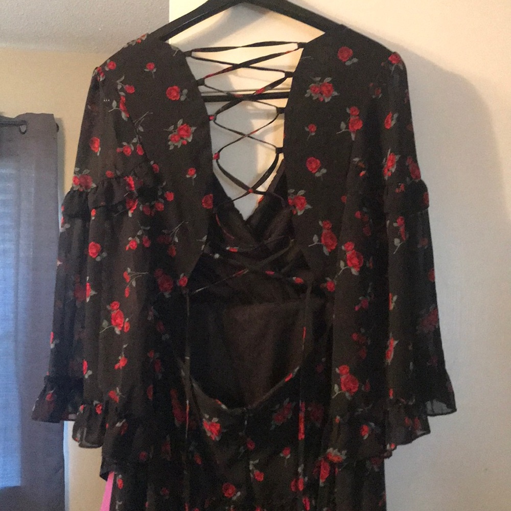 Lace up back mini dress